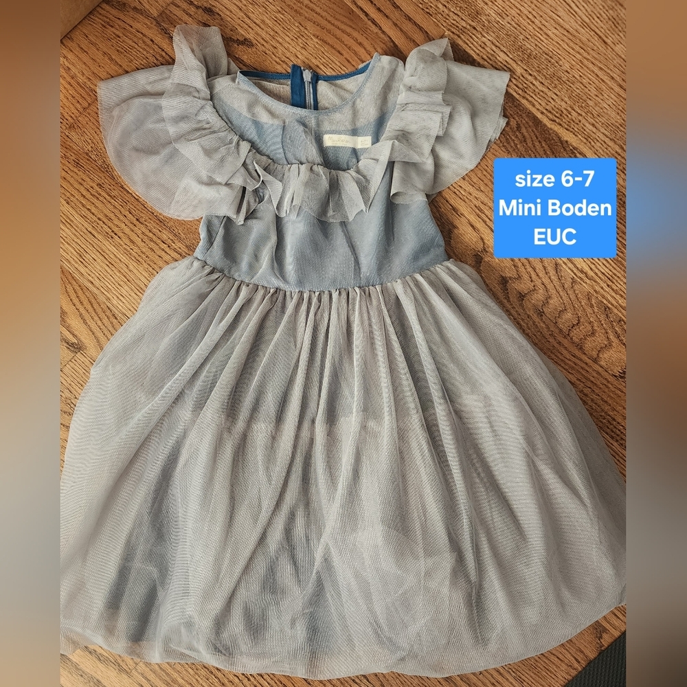 Golden Muse Studio Mini Boden Light Gray Ruffle Tulle Dress